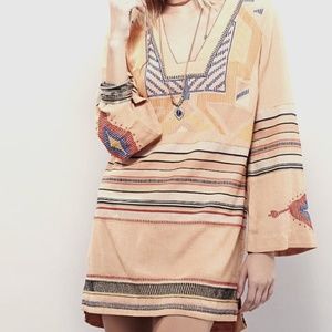 Free People Embroidered Sundown Tunic Mini Dress